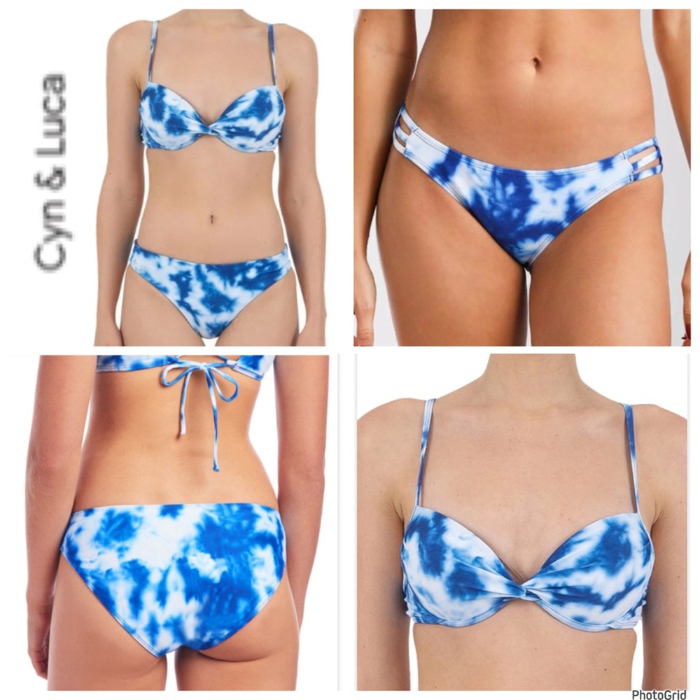 Cynthia and Luca 3X plus size blue Tye dye two piece bikini swimsuit NWT